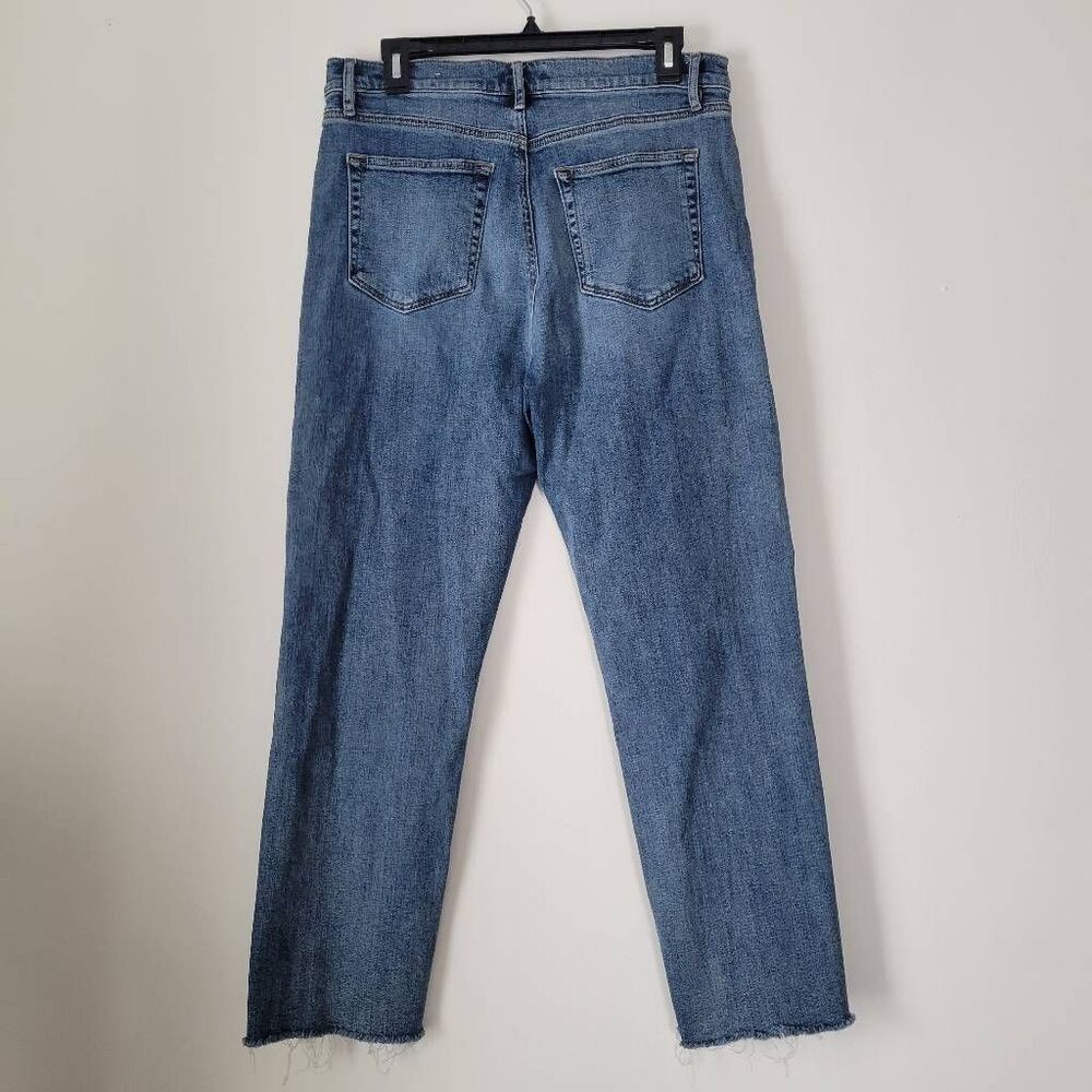 LOFT Outlet High Rise Straight Leg Raw Hem Jeans – Size 8 Blue - Picture 5 of 6